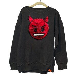 Zara Collection Kids Emoji Devil Sequin Pullover Sweatshirt, Size 9 / 134cm